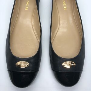 Coach Black Leather Cap Toe Ballet Flats US 10 M